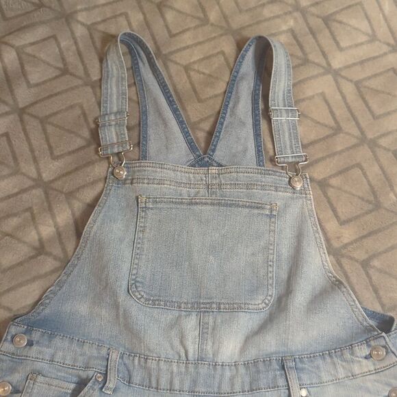 No Boundaries Juniors Blue Denim Distressed Front Zipper Shortalls Size  XXL - Picture 5 of 7